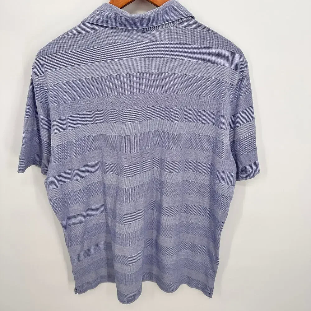 Robert Barakett Men's Blue Striped Cotton Polo // XL